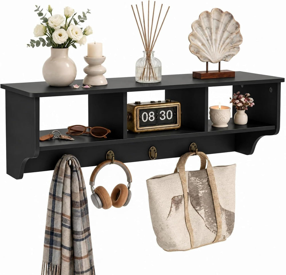 GIANTEX Coat Rack with Hooks Wall Mount, Wall Cubby Organizer with 4 Hooks
