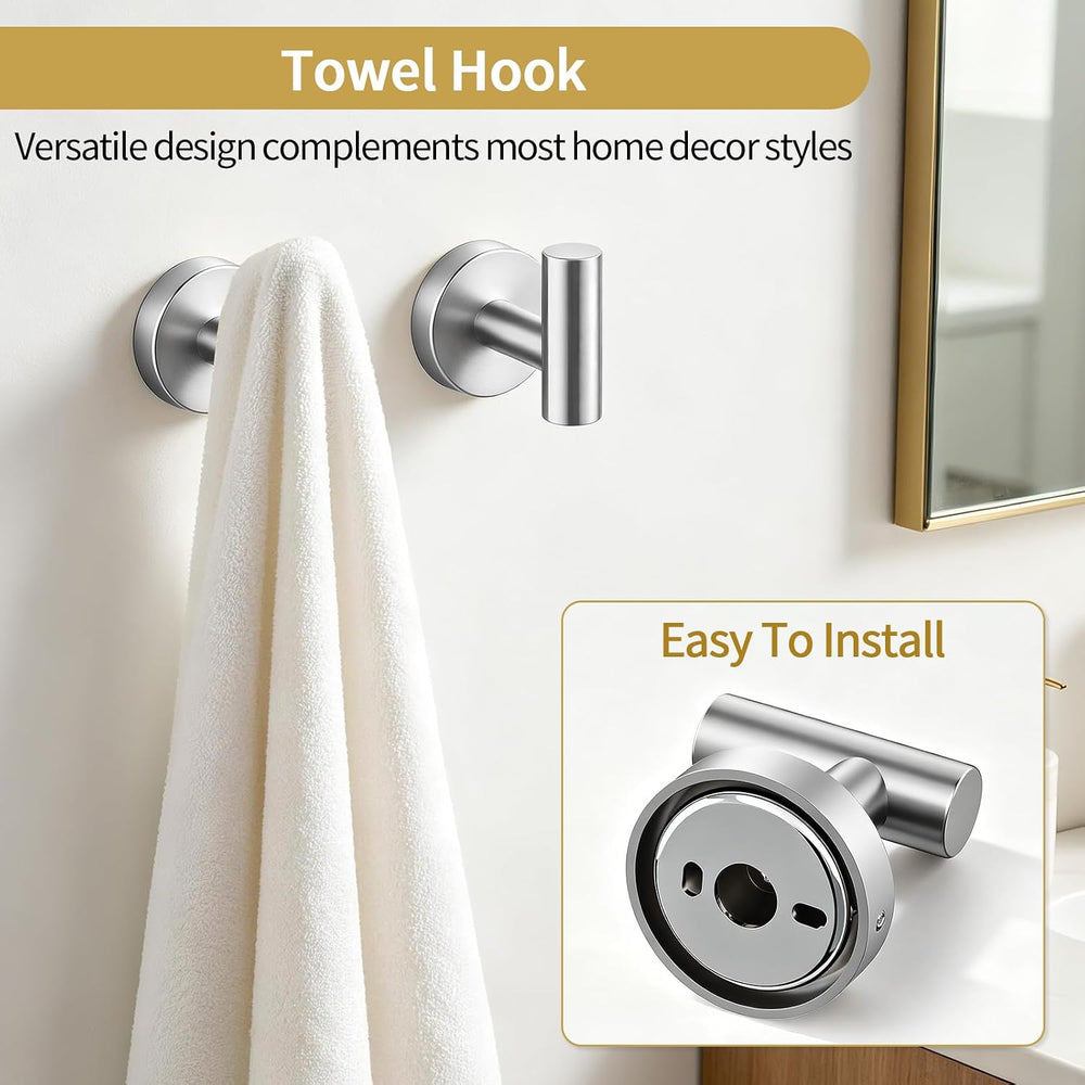 STWWO 5-Piece Brushed Nickel Bathroom Accessories Towel Racks for Bathroom