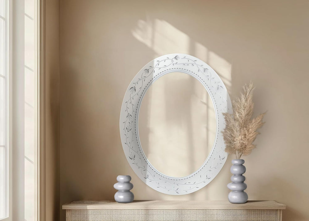 Head West 23"x29" Frameless Frosted White Etched Glass Bathroom Van...