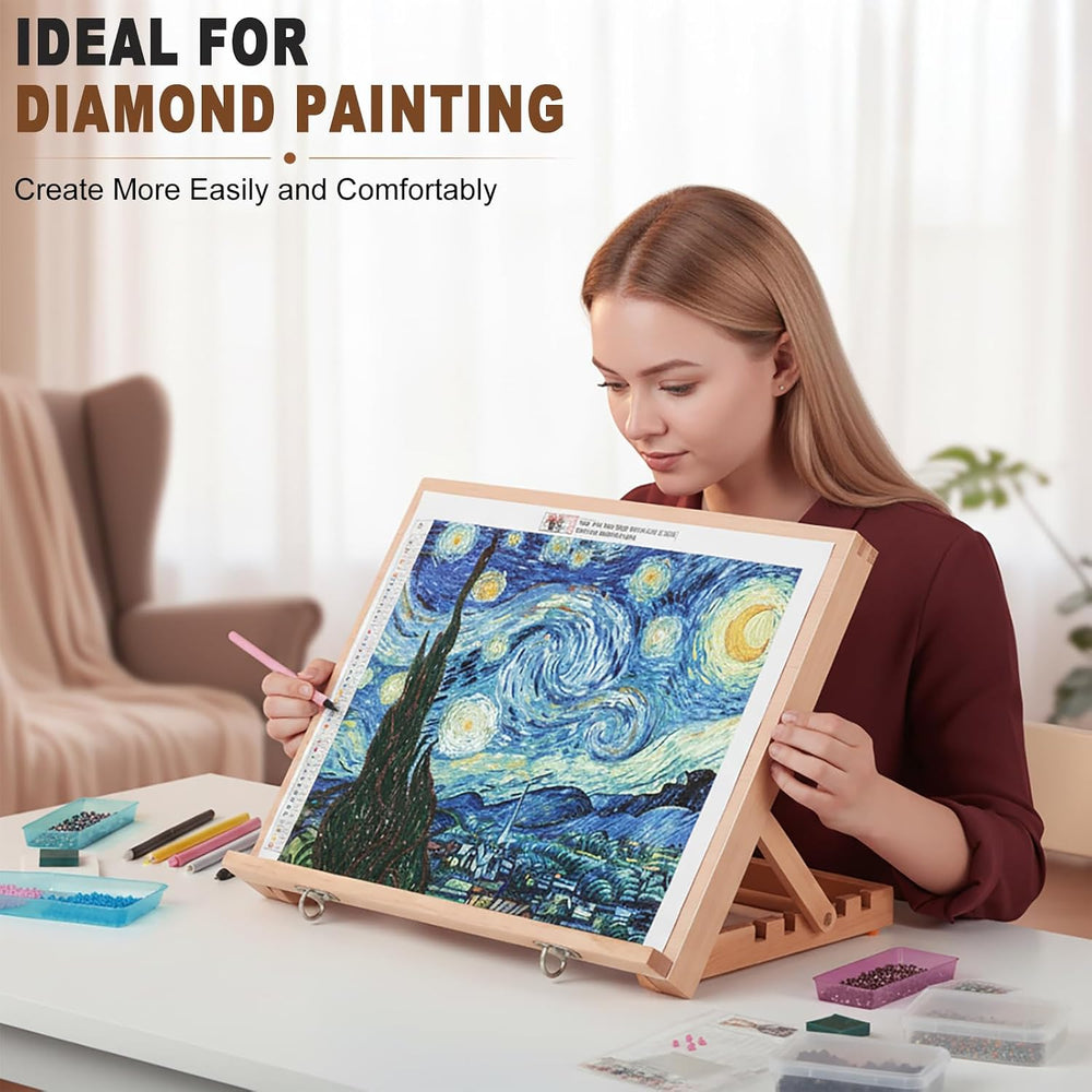 16.5"x12" Beechwood Tabletop Easel with Paint and Sketch Papers,Mas...