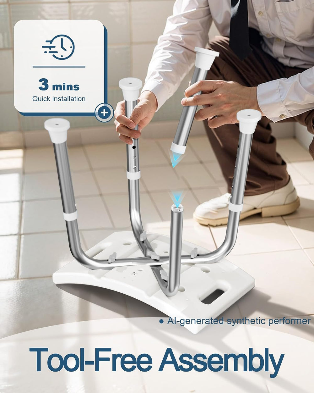 HOMLAND Shower Chair for Inside Shower, Adjustable Height Shower Stool