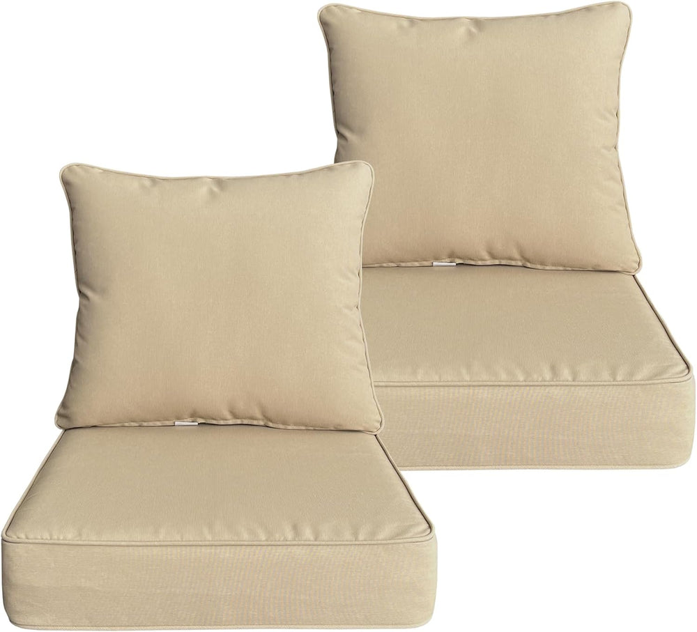 Goodgoods 22x24 Outdoor Deep Seat Cushions 2-Pack, 35D Foam, Beige
