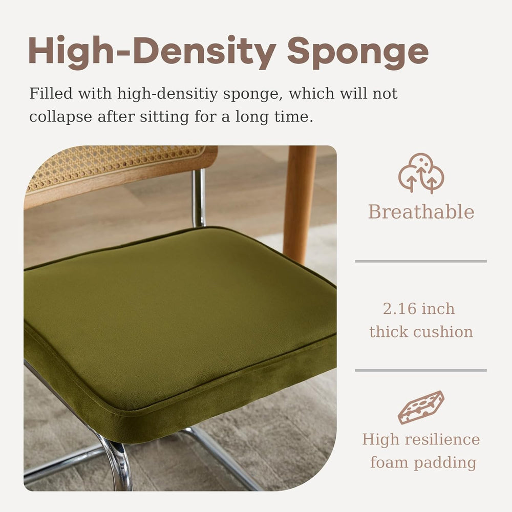 SoarFlash Cesca Dining Chair Set of 4, Chair with Natural Cane Back (Green)