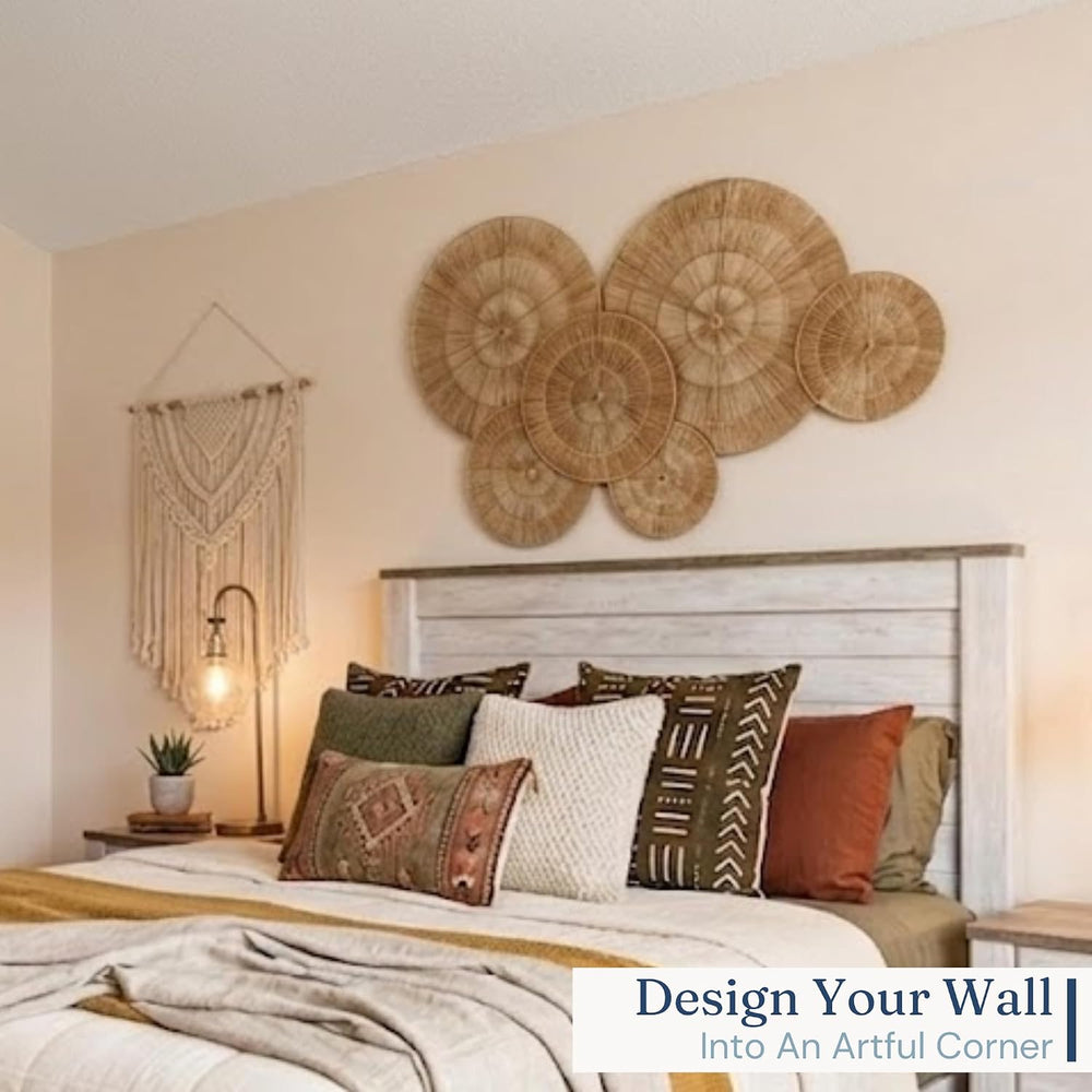 CHI AN HOME Wicker 23 Inch Jute Wall Decor Baskets, Set of 6 Extra Large Wove...
