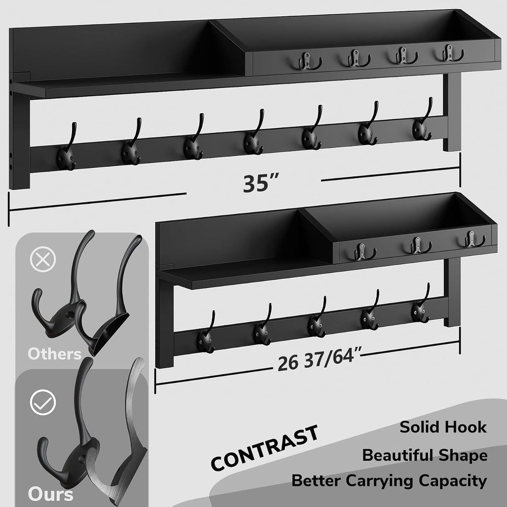 AMBIRD 35 inch Wall Hooks with Shelf, Coat Rack Wall Mount, Large Coat Hanger...