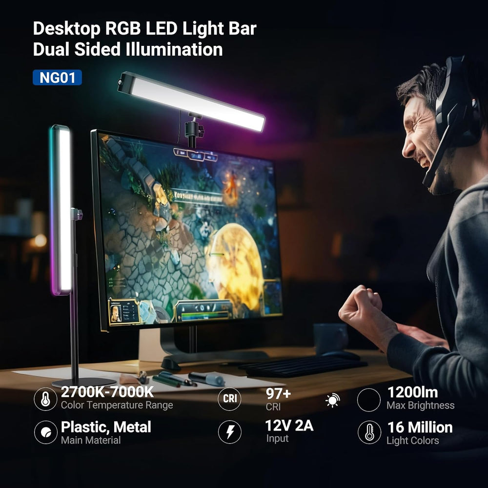 NEEWER NG01 Dual Sided RGB LED Streaming Key Light, Smart Lamp for Desk