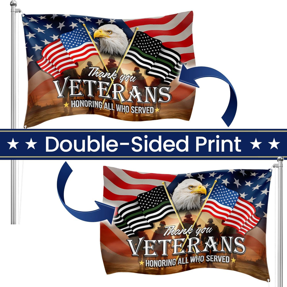 FLAGWIX Thank You Veterans Army Flag, 3 x 5 ft Polyester Grommet Flag
