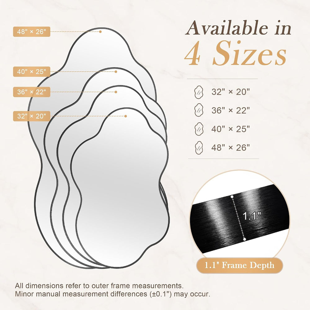 32''x20'' Asymmetrical Mirror with Metal Frame, Small Irregul...