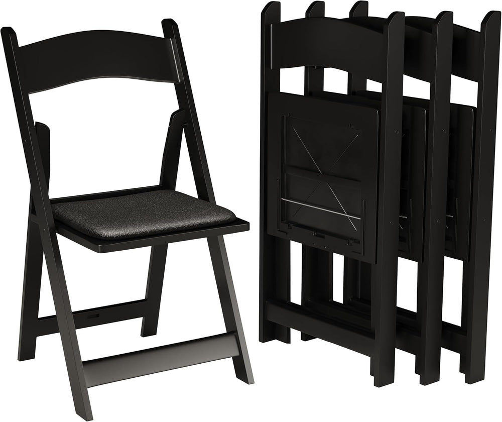 SIMPLEX 100 Black Resin Folding Chairs, Stackable Event & Party Chairs, 8...