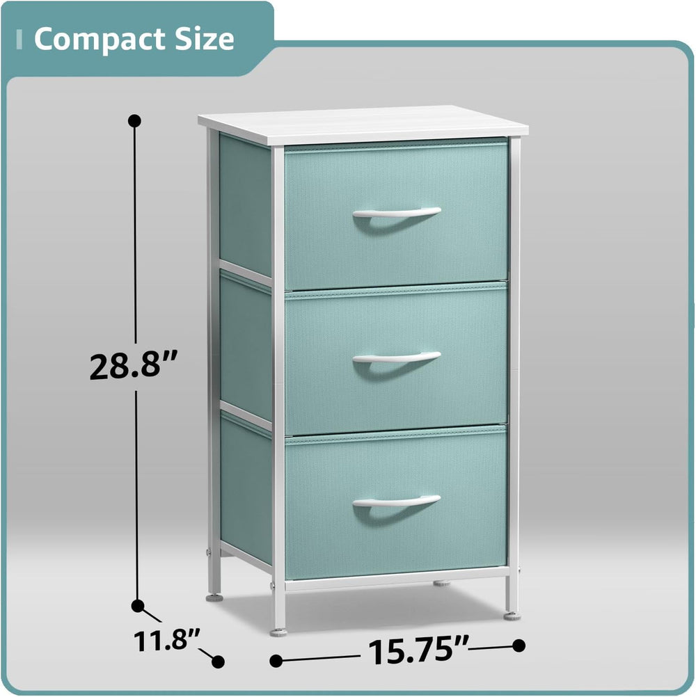Sorbus Nightstand with 3 Drawers for Bedroom (Aqua)