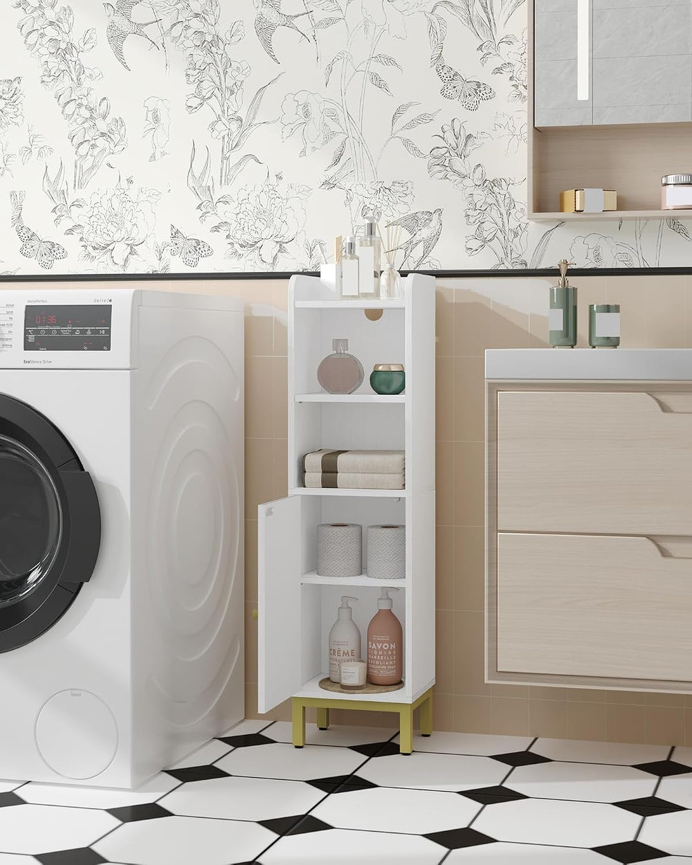 Hzuaneri Bathroom Storage Cabinet, Small Corner Floor Cabinet