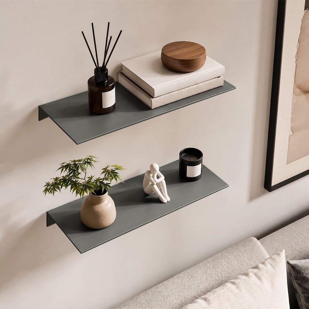 Art3d Floating Shelves for Wood Slat Panels, 11.8 x 4.7 in, 2-Pack, Grey