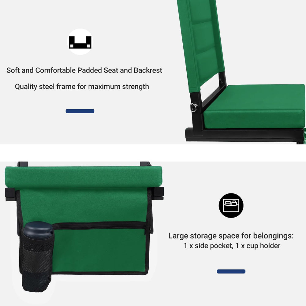 Stadium Seat for Bleachers with Back Support and Thick Padded Cushion