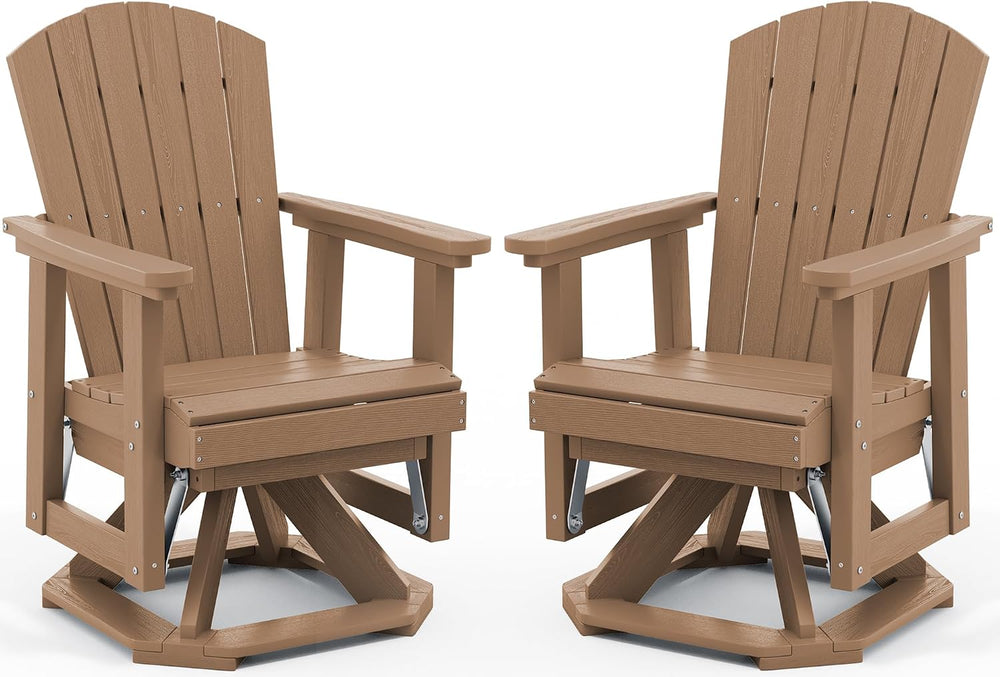 SERWALL HDPE Adirondack Swivel Glider Chair Set of 2 for Outdoor