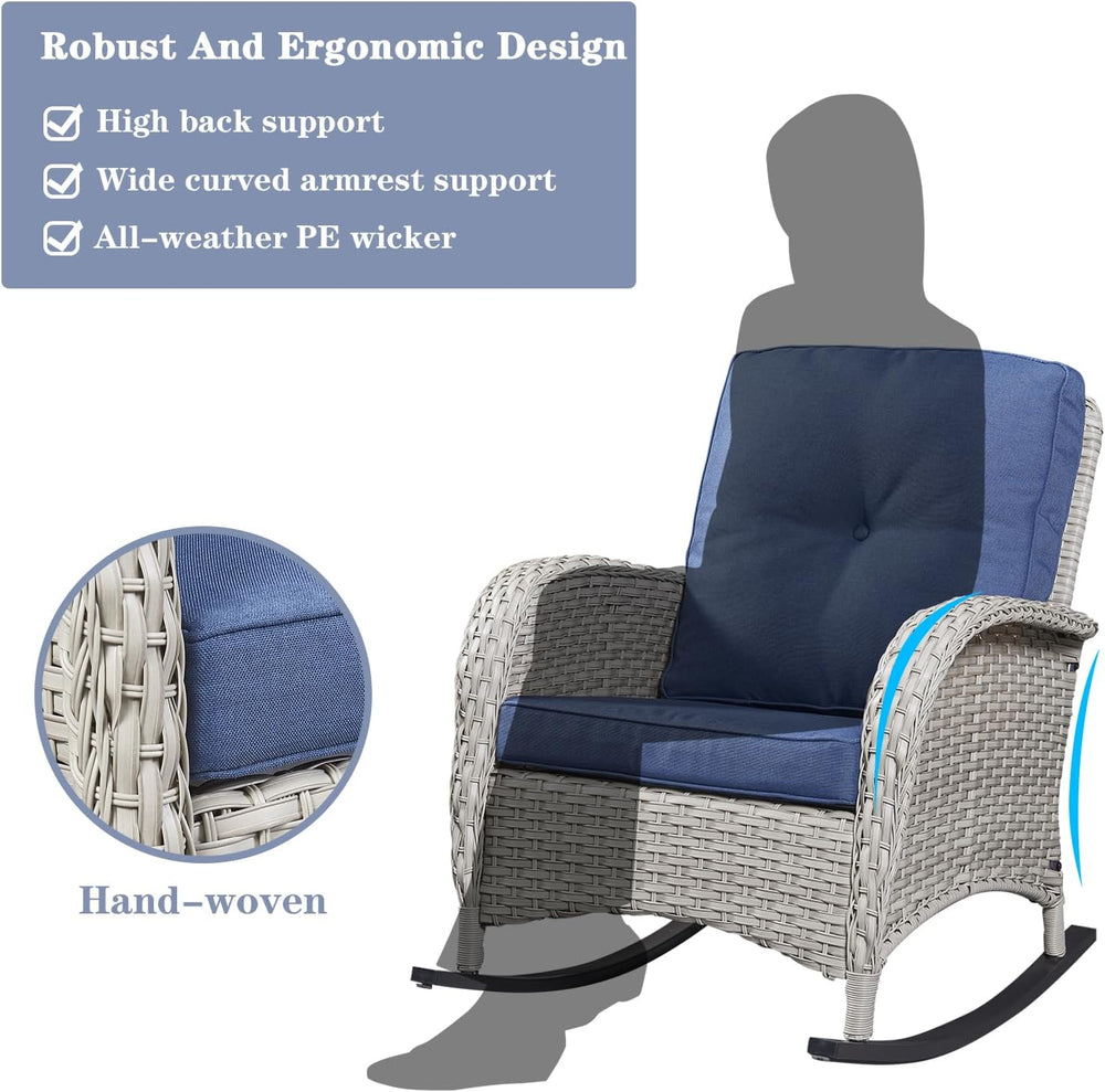 Belord Outdoor Rocking Chairs Set of 2, Wicker Rocker Rocking Chairs for Porc...