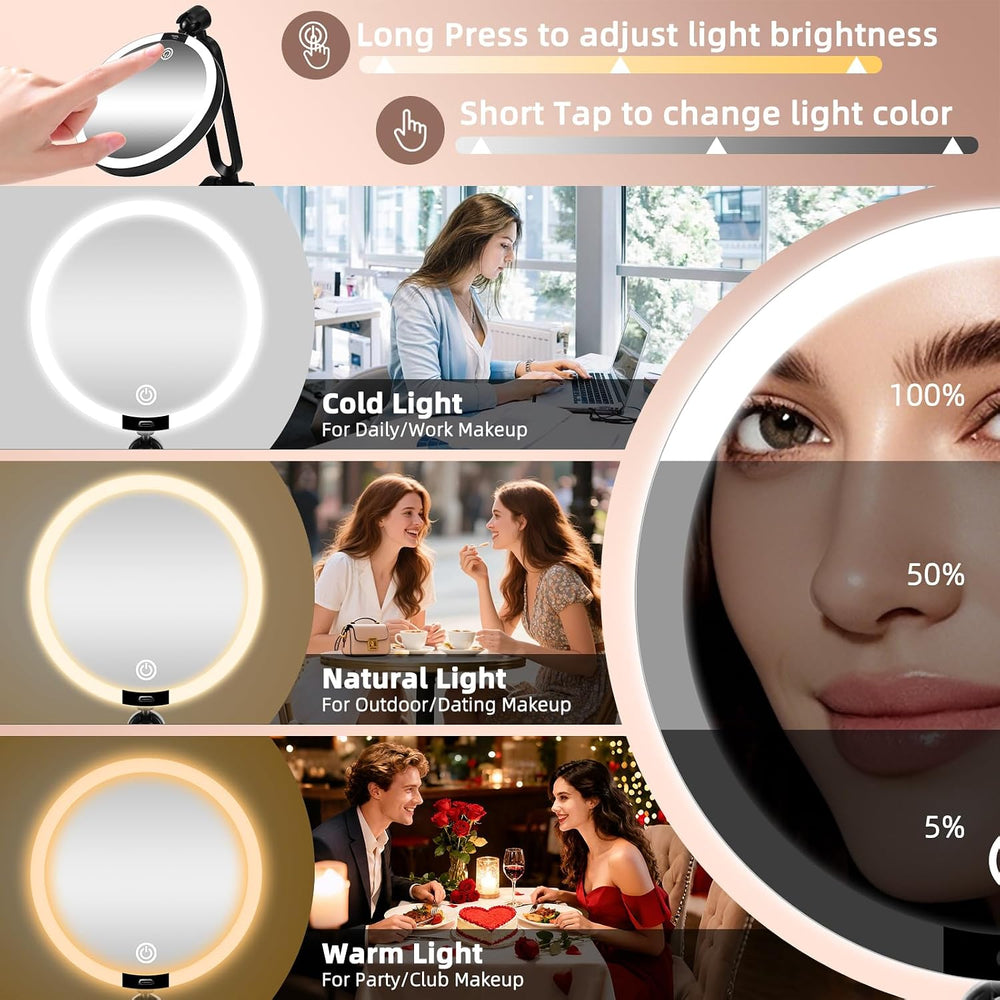 40X/1X Makeup Magnifying Mirror with Lights, 6inch Double-Sided LED Mirror
