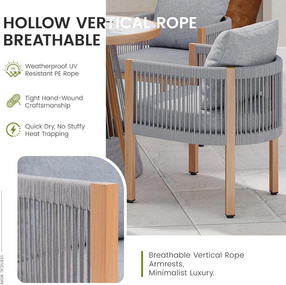 Patio Dining Chairs Set of 4, Outdoor Metal Dining Chair, 4 Piece Rope Outdoo...