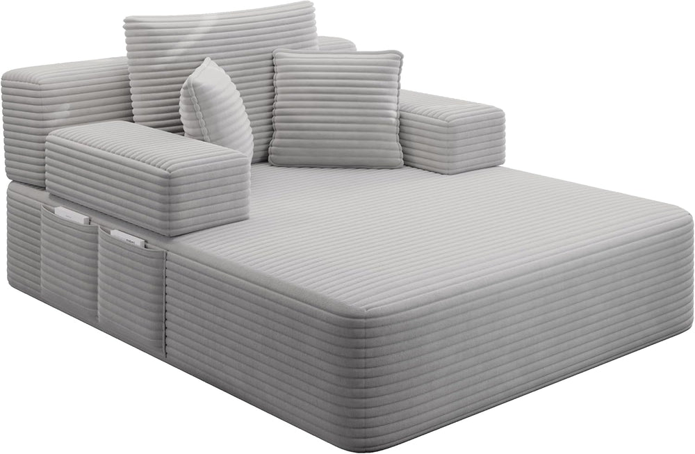 48.5'' Oversized Chaise Lounge Indoor, Corduroy Boneless Couch, Light...