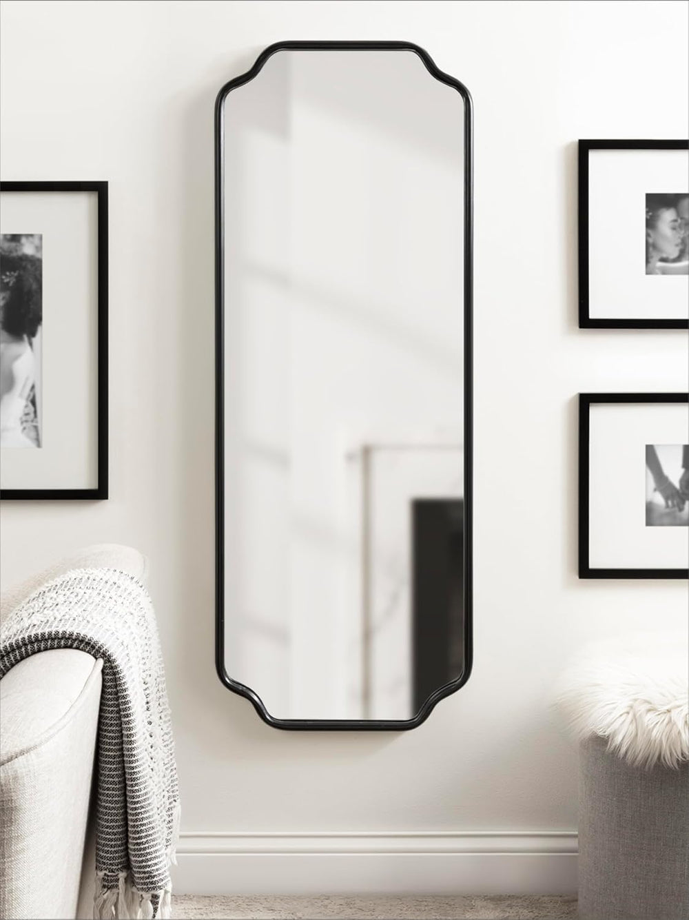 Kate and Laurel Plumley Modern Scalloped Full-Body Wall Mirror