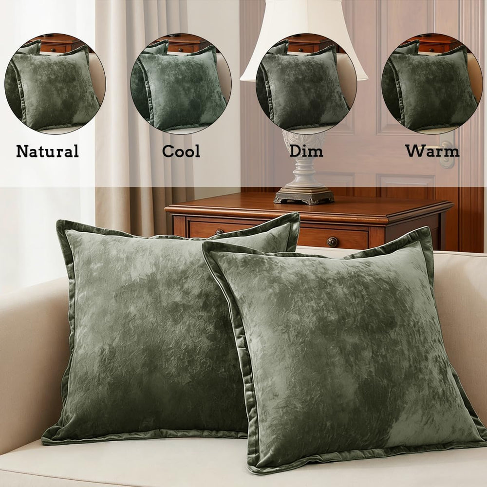 Luxurious Velvet Euro Shams Decorative Throw Pillow Covers 26x26 Set of 2 Sol...
