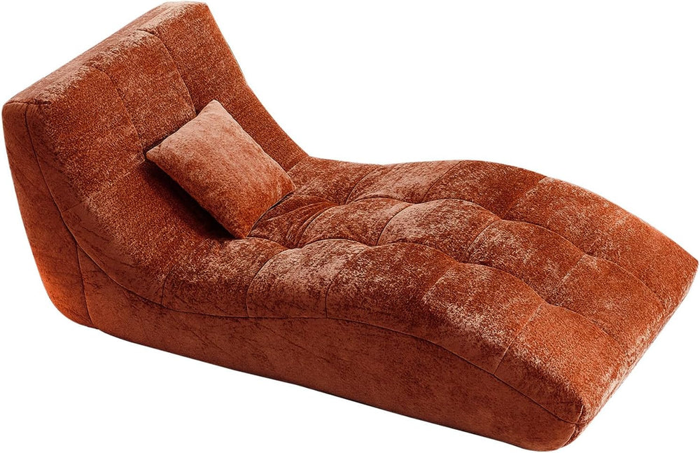 Chaise Lounge Chair with Curved Back, Modern Upholstered Recliner Sofa, Tufte...
