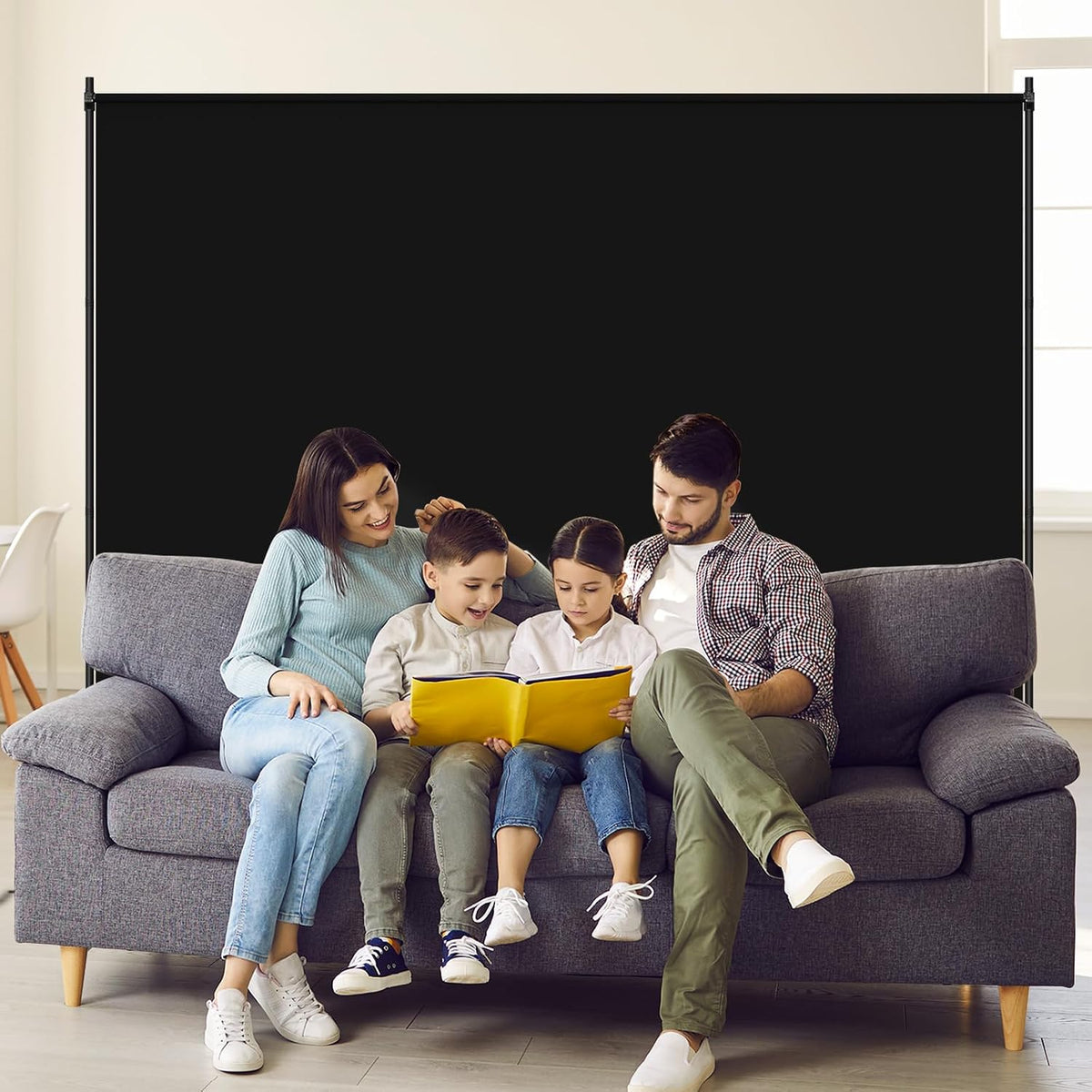 Room Divider, 72x72Inch Large Single Panel Privacy Screen with Thickened Fabric,Freestanding Partition Wall for Room Separation,Portable for Indoor Office,Bedroom,Studio Apartment, Black