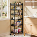 6 Tier Slim Storage Cart, Narrow Rolling Cart with Wheels, 10in(W) | Narrow Mobile Utility Shelf Unit Organizer for Kitchen, Bathroom, Laundry Room, Living Room, Small Places, Black