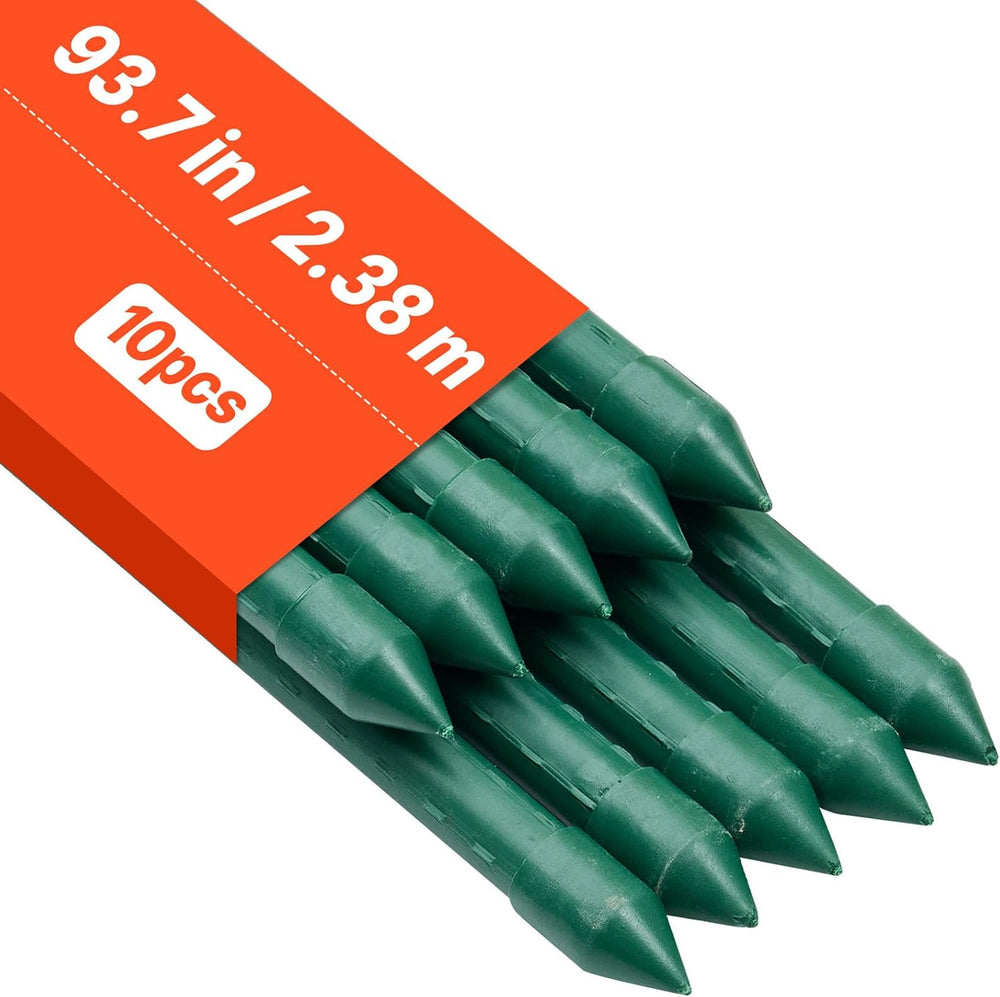 VEVOR Garden Stakes, 10 Pack, 93.7 inch, Plastic Coated Metal Tomato Stakes, ...