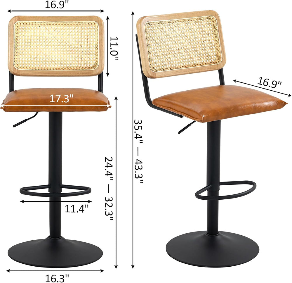 Finnhomy Modern Rattan Bar Stools Set of 2 - Natural Woven Design, Swivel Sea...