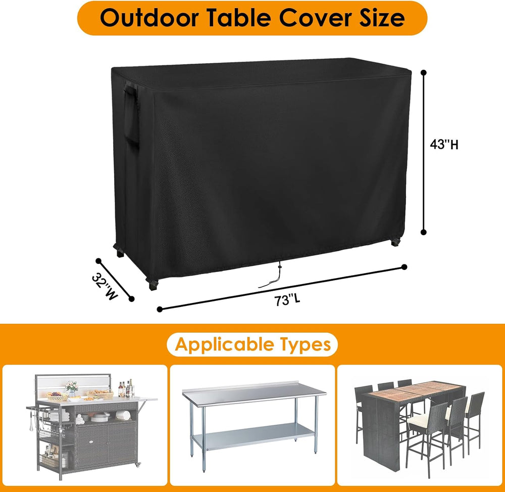 Kingling Outdoor Table Cover for Bar Height Table 73''L x 32''...