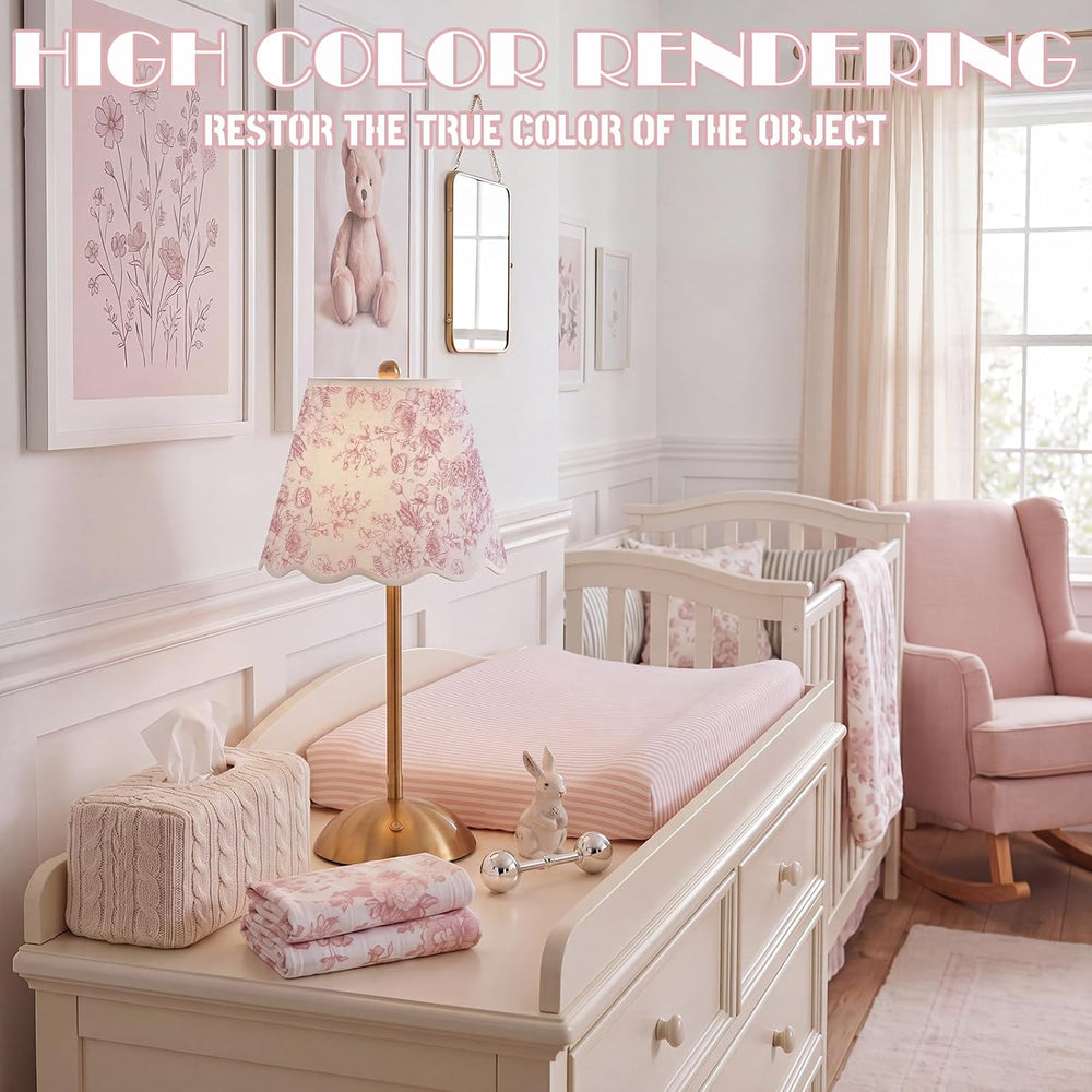Pink Floral Cordless Table Lamps Rechargeable LED Desk Lamp