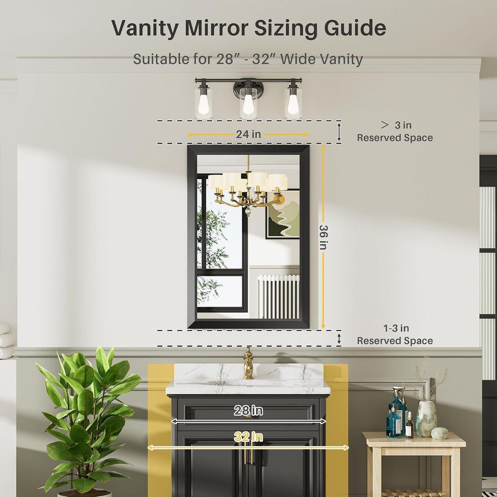 Briivue 24X36 Black Bathroom Mirror for Over Sink, 2-Pack