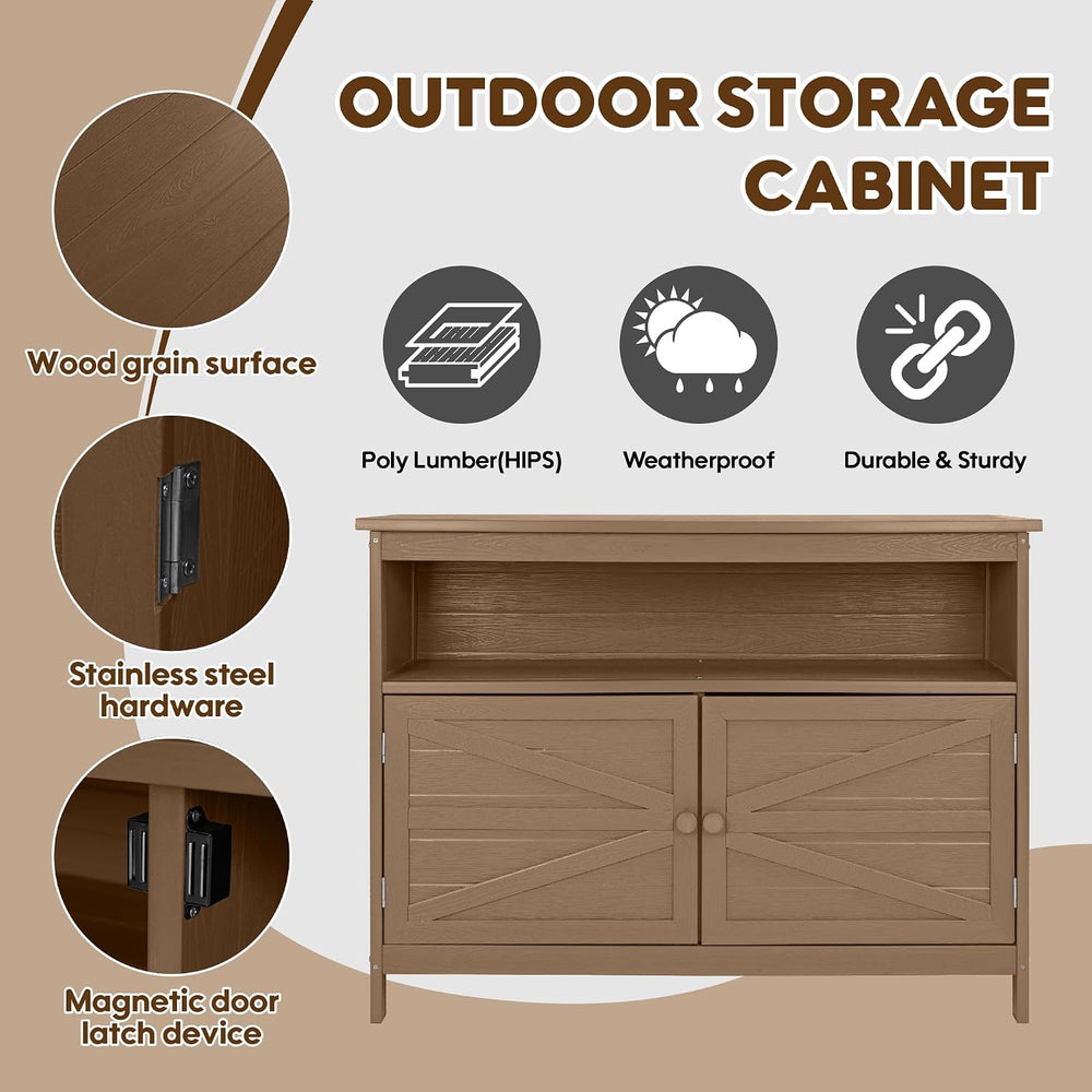 HIPS All-Weather Outdoor Storage Cabinet,Outdoor Sideboard with Magnetic Door...