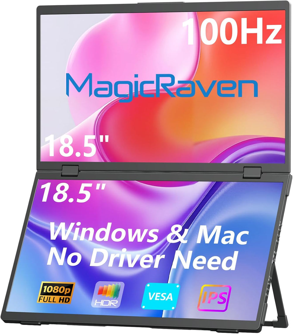 MAGICRAVEN Portable Dual Monitor for Laptop, Foldable Laptop Screen Extender,...