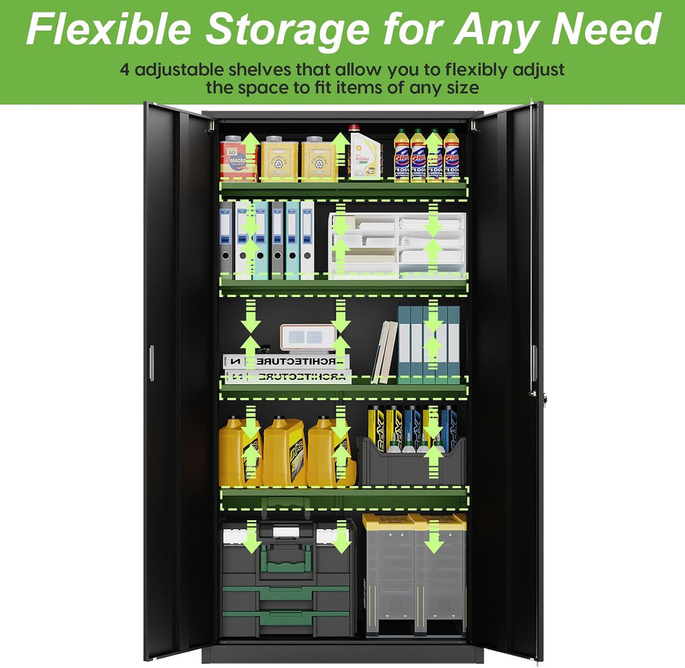 Locking Metal Storage Cabinet,71" Tall Steel Garage Cabinets