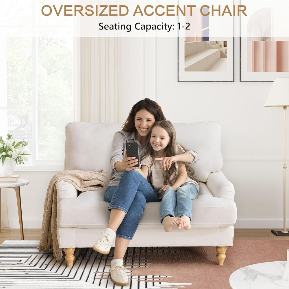 Bezseller 47" W Oversized Chair Indoor with Ottoman (Beige)