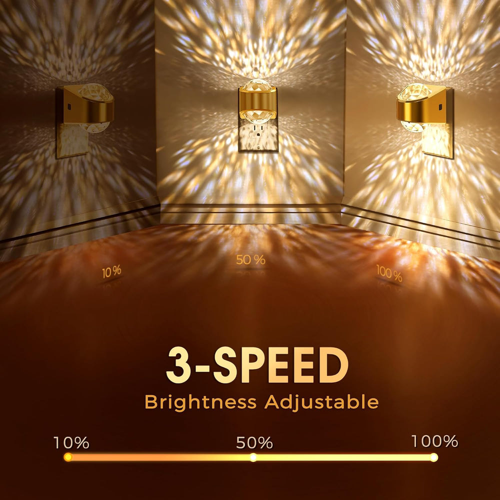 Briignite Night Light, Gold Night Lights Plug into Wall 2Pack LED Projector