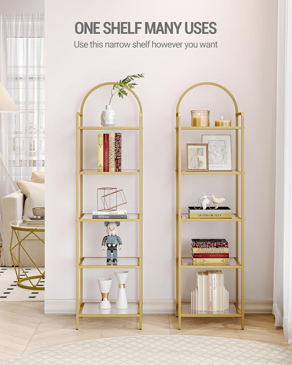Hzuaneri Bookcase Bookshelf, Tempered Glass Bookshelves