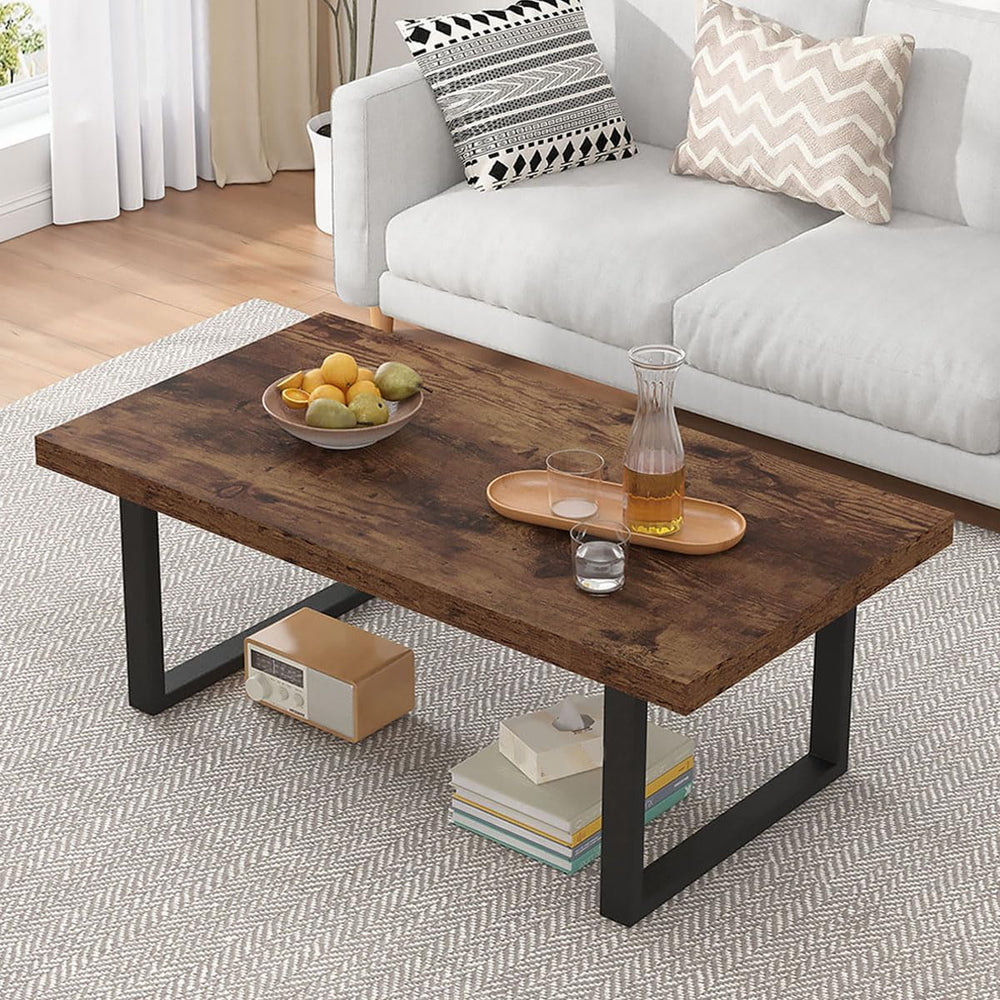 IBF Rustic Brown Coffee Table, Industrial Wood Living Room Table 47 Inch