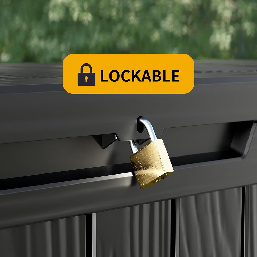 270 Gallon Outdoor Storage Box Waterproof, Lockable Resin Deck Box Large, Pat...