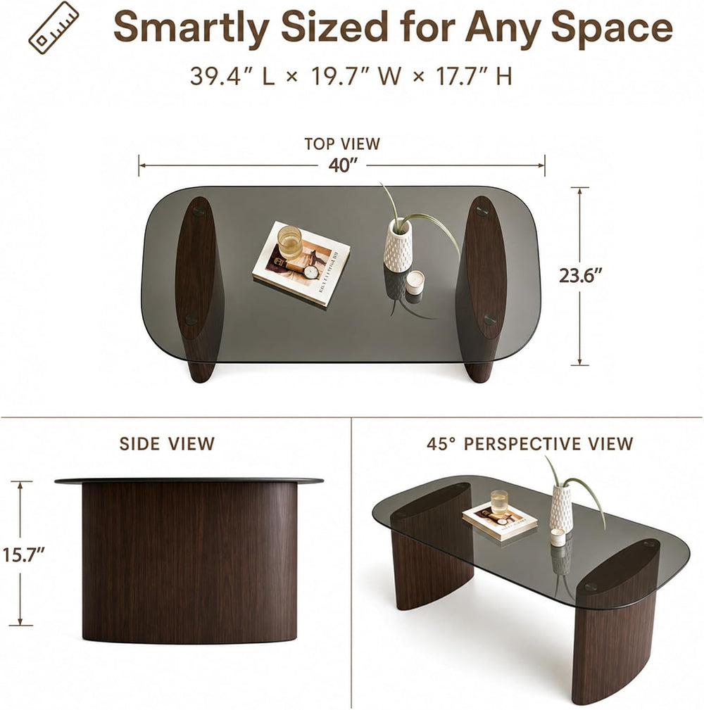 Modern Glass Coffee Table, Coffee Table for Living Room,Tempered Glass-top wi...