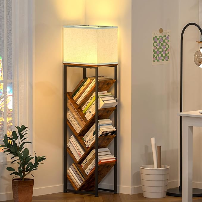 Tree Bookshelf with Light - 8 Tier Floor Standing Tree Bookshelf for Hardcover Books Three Types of Light
