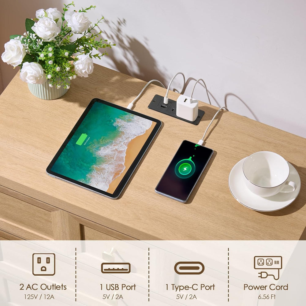 3 Drawers Nightstand Set of 2 W/Charging Station, 30.7" W King Size Beds...