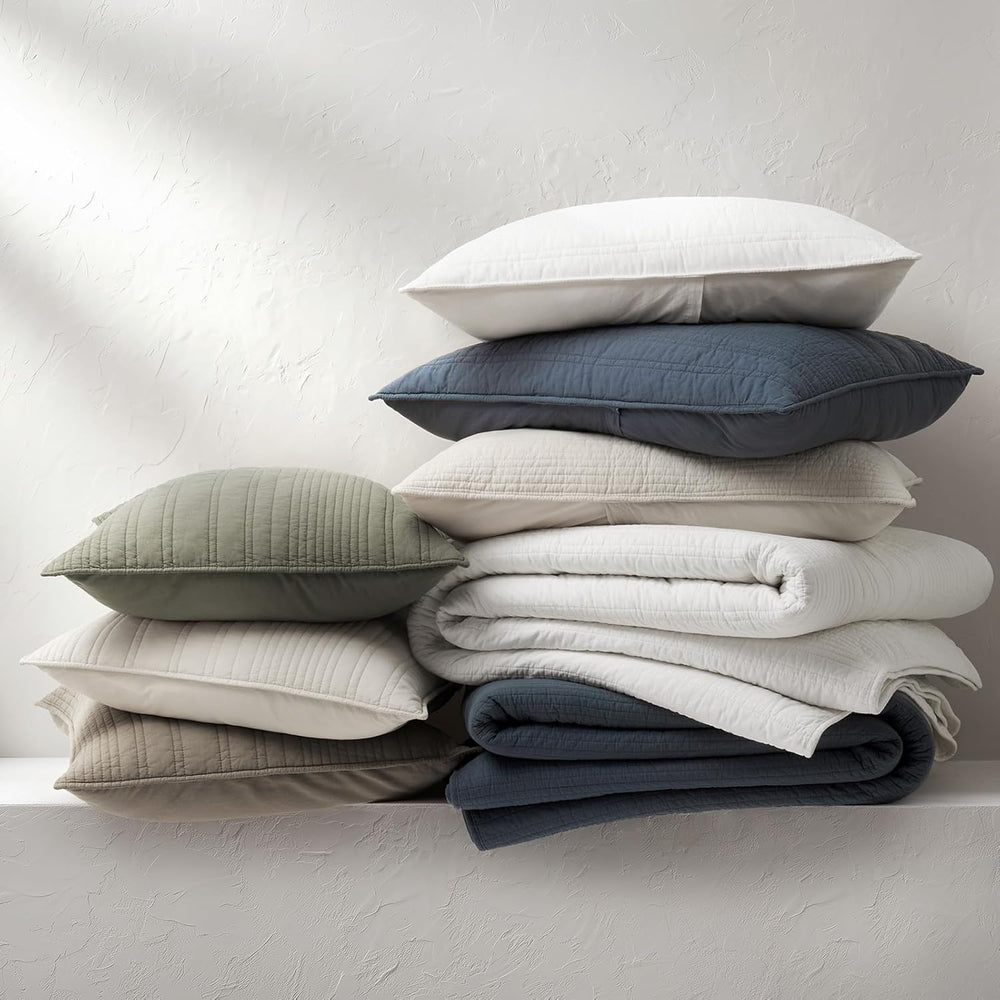 EVERGRACEHOME 100% Cotton Modern Lines Quilt Set King Size, Birch
