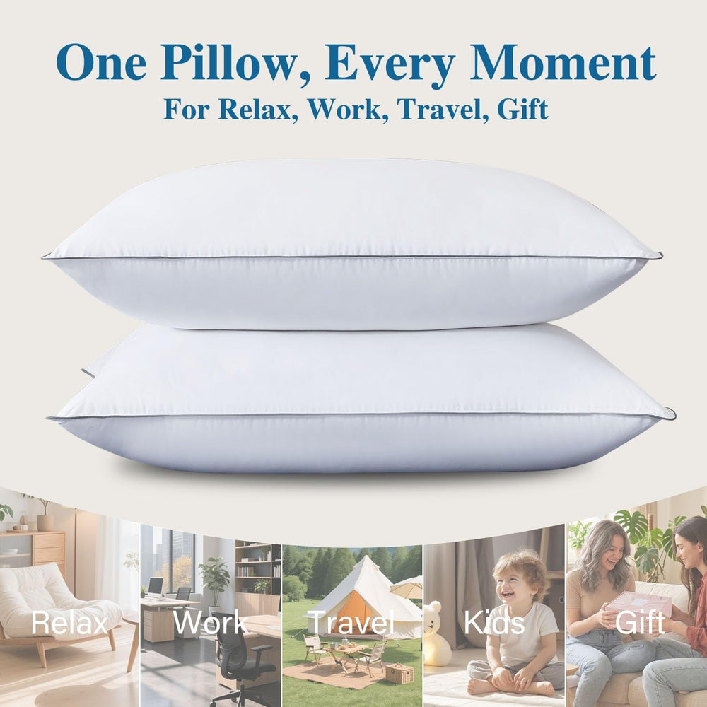 Goose Down Fiber Throw Pillow Insert Set of 2, 12x20
