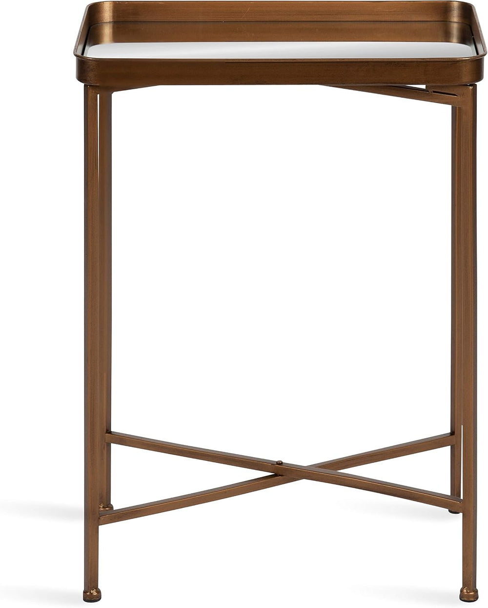 Kate and Laurel Celia Modern Mirrored Tray Side Table, 18 x 12 x 26, Dark Bro...