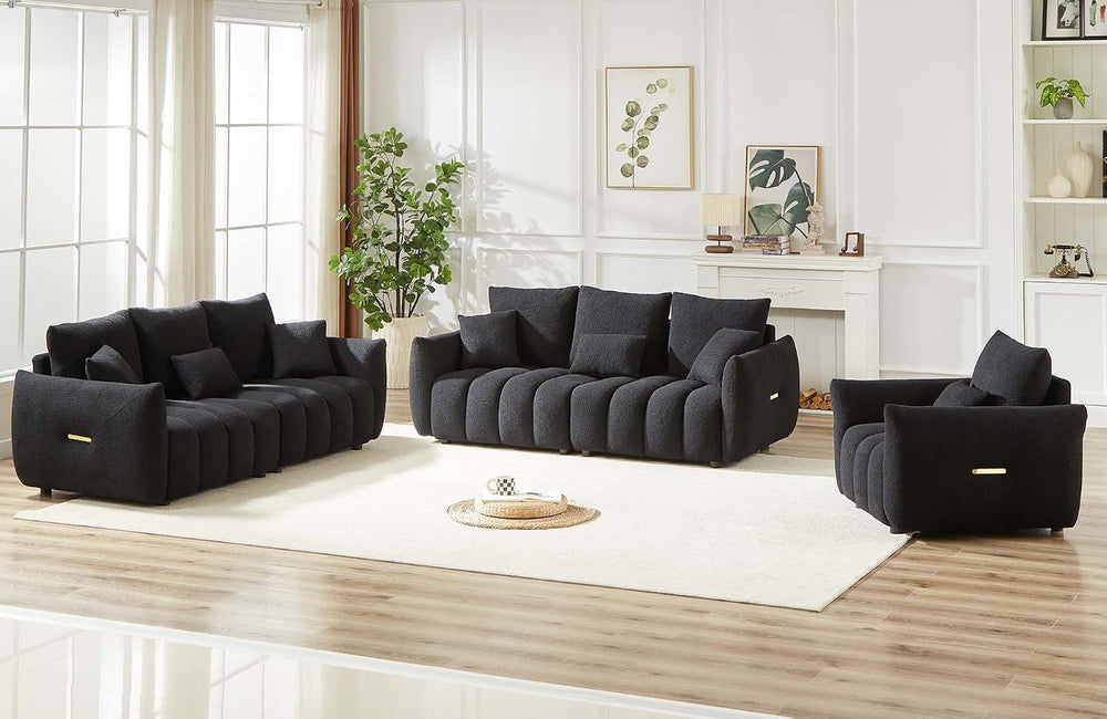 Antetek 35" Modern Accent Single Sofa Chair, Comfy Deep Seat Teddy Fabri...