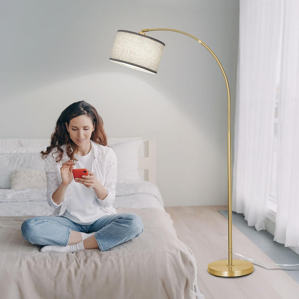 DWTB Gold Arc Floor Lamp for Living Room, Floor Lamp with Adjustable Drum Lam...