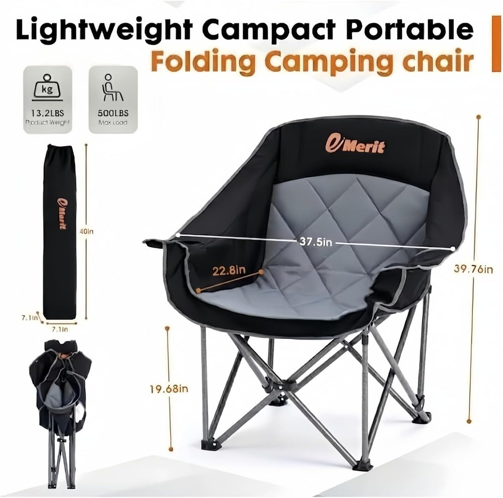 2 Pack Big & Tall Camping Chairs, Padded Folding Chairs for Heavy Adults