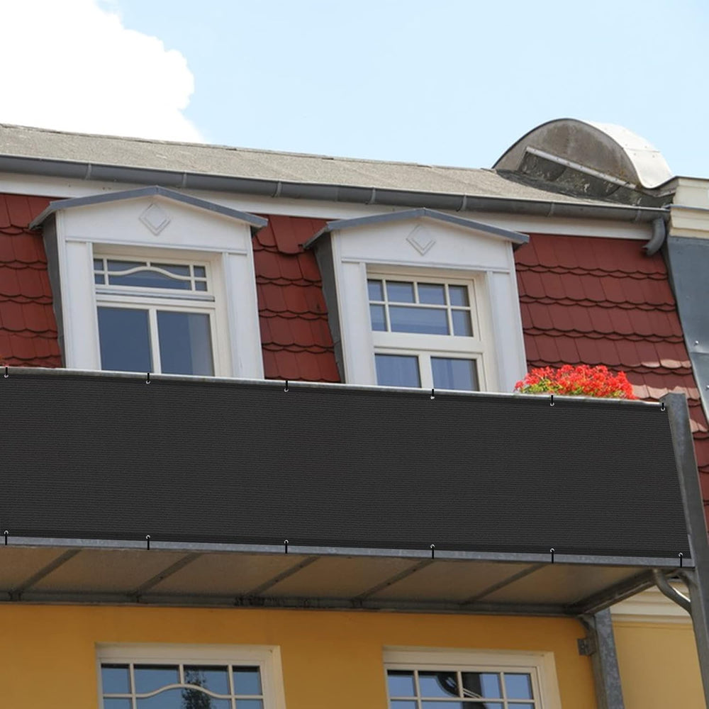SUNLAX Custom Size 2.5'x26' Black Balcony Privacy Screen 90% UV Block